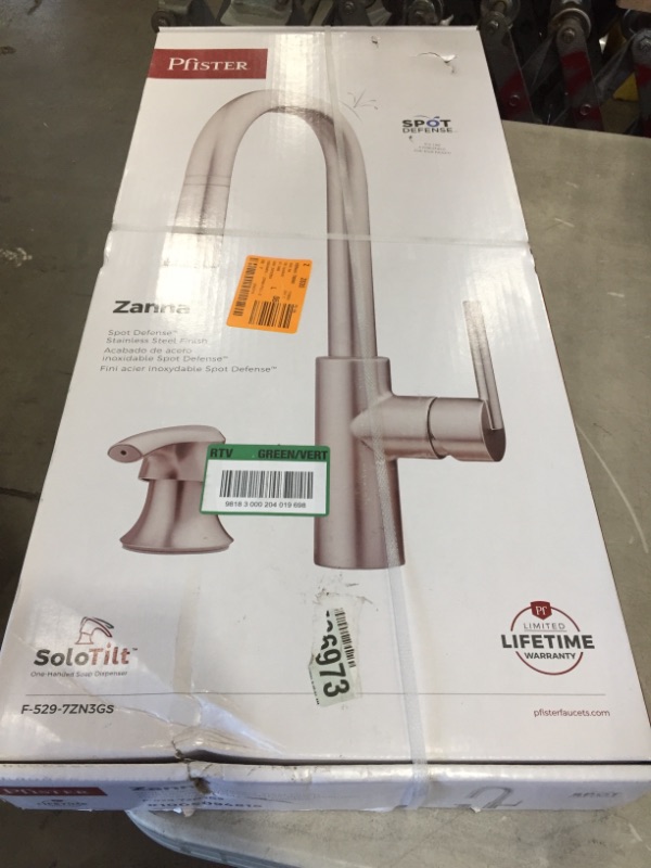 Photo 2 of *factory packaged/ strapped*
Pfister Zanna Single-Handle Pull-Down Sprayer Kitchen Faucet with Soap Dispenser in Spot Defense Stainless Steel