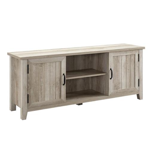 Photo 1 of 58" Modern Farmhouse Grooved 2 Door TV Stand - White Oak
