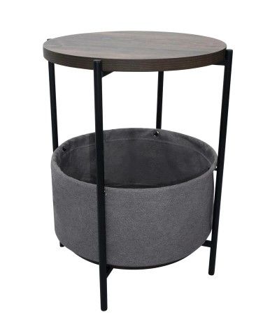 Photo 1 of  Black Metal Frame Nightstand or Side Table with Storage Basket
