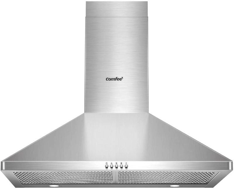 Photo 1 of ***PARTS ONLY*** Comfee 30 Inch Ducted Pyramid Range 450 CFM Stainless Steel Wall Mount Vent Hood with 3 Speed Exhaust Fan, 5-Layer Aluminum Permanent Filters, Two LED Lights, Convertible to Ductless

