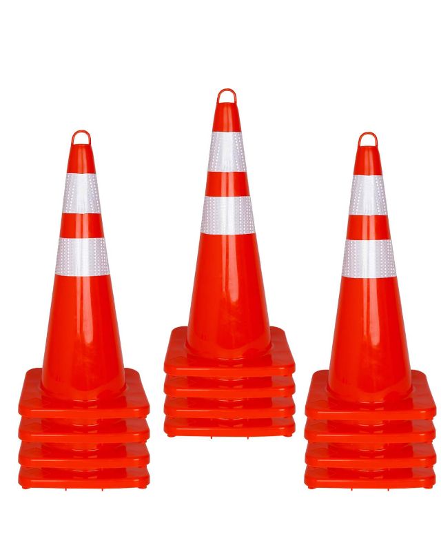 Photo 1 of 12 Pcs Traffic Safety Road Cones - 28 Inch Orange Traffic Parking Cons with Reflective Collar
