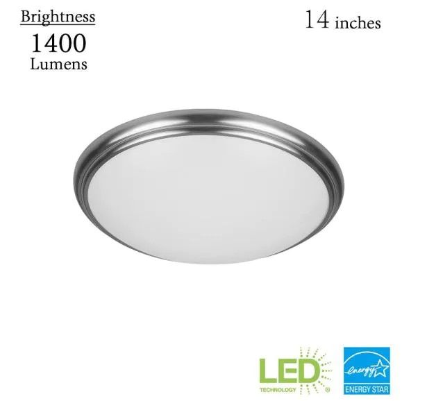 Photo 1 of 14 in. Brushed Nickel and Oil-Rubbed Bronze Selectable Integrated LED Flush Mount with Interchangeable Trim
