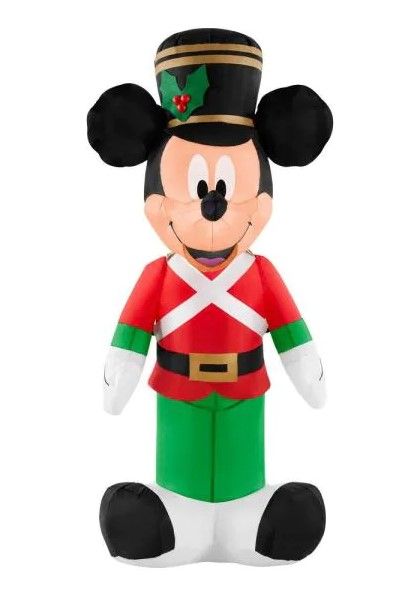 Photo 1 of 3.5 ft. Pre-Lit LED Disney Airblown Mickey as Toy Soldier Christmas Inflatable
