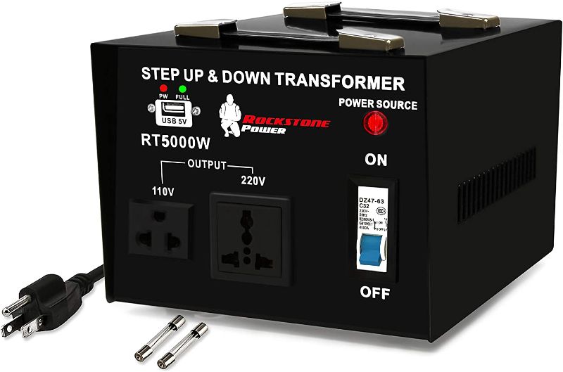 Photo 1 of ROCKSTONE POWER 5000 Watt Voltage Converter Transformer - Heavy Duty Step Up/Down AC 110V/120V/220V/240V Power Converter - Circuit Breaker Protection – DC 5V USB Port - CE Certified [3-Year Warranty]
