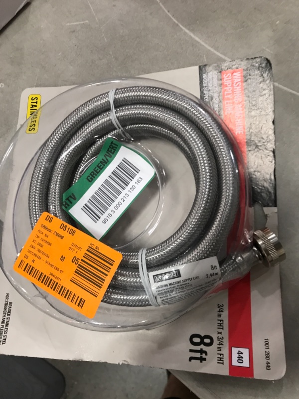 Photo 2 of 3/4 in. x 3/4 in. x 96 in. Stainless Steel Washing Machine Hose