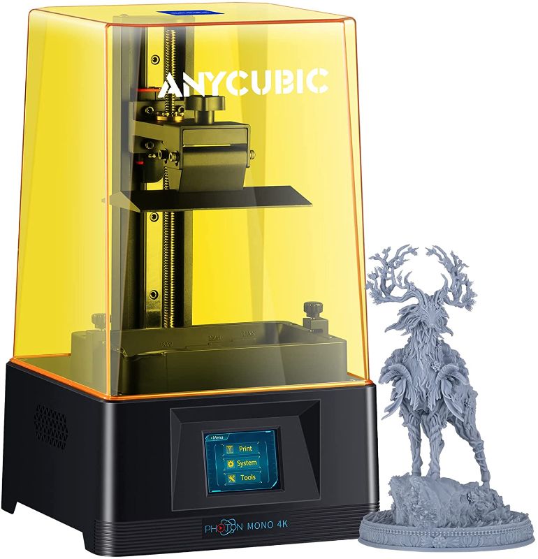 Photo 1 of ANYCUBIC Resin 3D Printer, Photon Mono 4K 6.23" Monochrome UV LCD 3D Printer Fast Printing, Power Adjustable, 5.19"(L) x3.14(W) x6.49(H) Printing Size 8.74 x 8.94 x 15.08 inches


