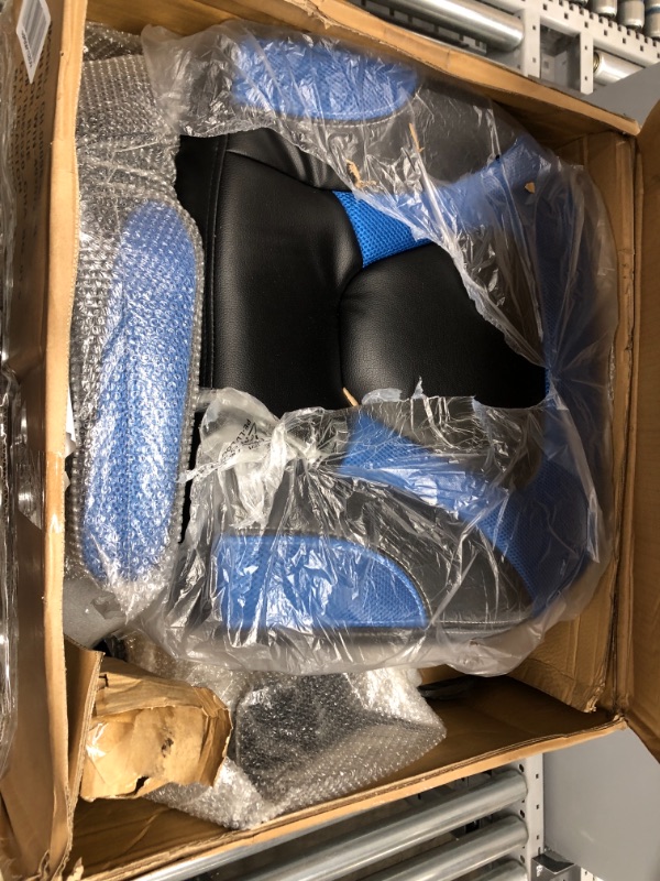 Photo 1 of Flash Furniture X10 Gaming Chair Racing Office Ergonomic Computer PC Adjustable Swivel Chair with Flip-up Arms, Blue/Black LeatherSoft 26.25"D x 24.75"W x 46.25"H