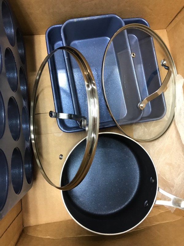 Photo 4 of *MISSING PARTS** Granitestone Blue 20 Piece Pots and Pans Set, Complete Cookware & Bakeware Set with Ultra Nonstick Durable Mineral & Diamond Surface, Stainless Stay Cool Handles Oven & Dishwasher Safe, 100% PFOA Free
