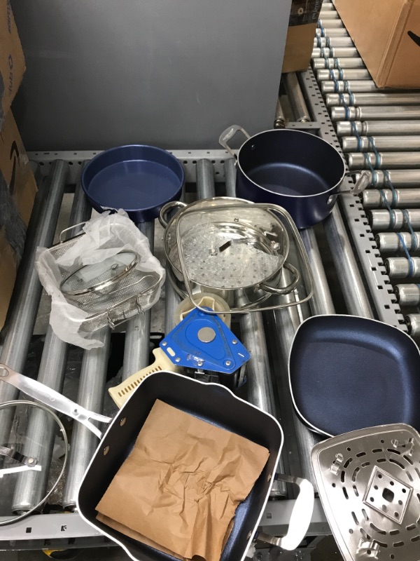 Photo 5 of *MISSING PARTS** Granitestone Blue 20 Piece Pots and Pans Set, Complete Cookware & Bakeware Set with Ultra Nonstick Durable Mineral & Diamond Surface, Stainless Stay Cool Handles Oven & Dishwasher Safe, 100% PFOA Free
