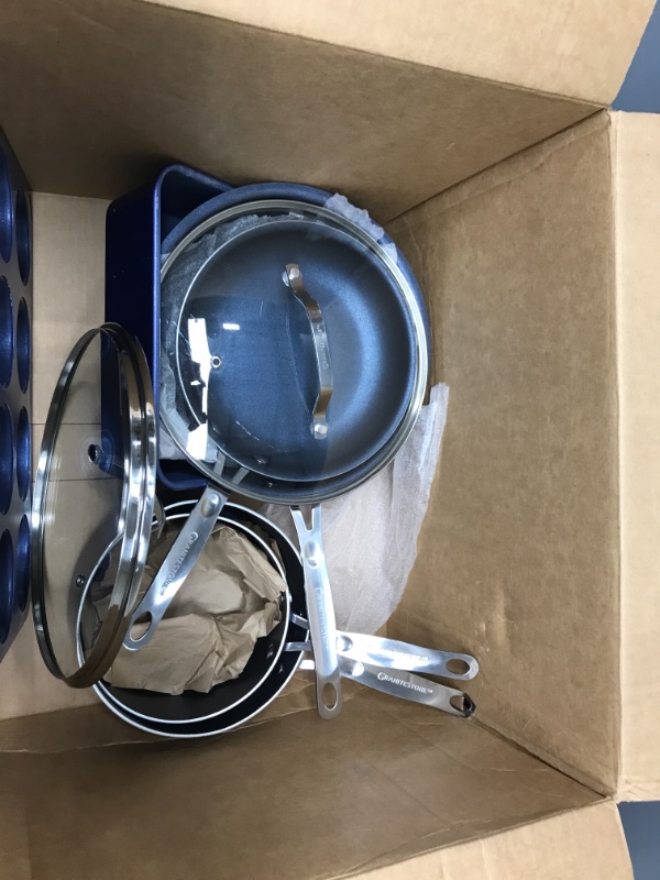 Photo 2 of *MISSING PARTS** Granitestone Blue 20 Piece Pots and Pans Set, Complete Cookware & Bakeware Set with Ultra Nonstick Durable Mineral & Diamond Surface, Stainless Stay Cool Handles Oven & Dishwasher Safe, 100% PFOA Free
