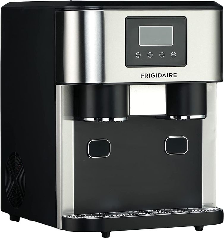 Photo 1 of Frigidaire EFIC245-SS EFIC245 3-in-1 Countertop Crunchy Chewable Nugget Style Dual Ice Crusher and Cube Maker, Makes 33 Pounds in 24 Hours, 2 Sizes, with Water Dispenser and Line-in, Stainless Steel
