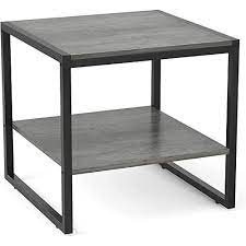 Photo 1 of **GREY COLORED***Side Table 20 Inch Square, Homieasy 2-Tier Coffee Tea End Table Nightstands for Sofa Couch Bed, Metal Wood Accent Modern Simple Industrial Style Side Table for Living Room Bedroom, GREY
