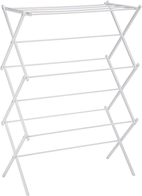 Photo 1 of Amazon Basics Foldable Laundry Rack for Air Drying Clothing - 41.8" x 29.5" x 14.5", White