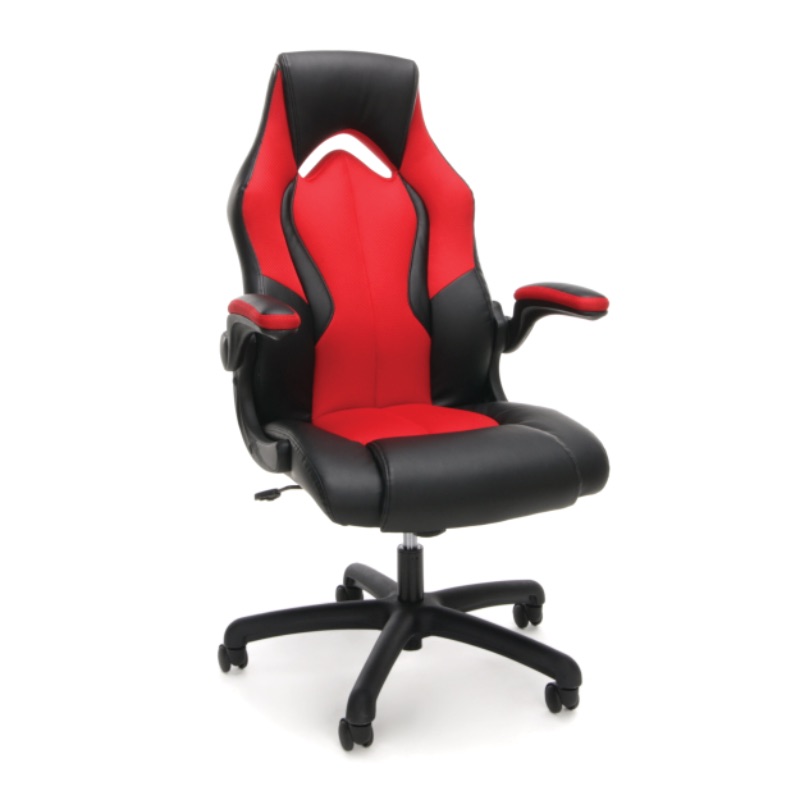 Photo 1 of Essentials by OFM ESS-3086 High-Back Racing Style Leather Gaming Chair, Red