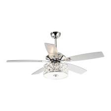 Photo 1 of *READ BELOW* Huber 52 in. Indoor Chrome Downrod Mount Crystal Chandelier Ceiling Fan With Light and Remote Control