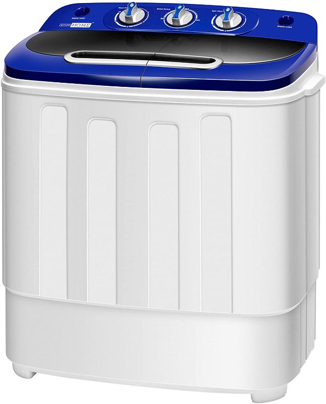 Photo 1 of VIVOHOME Electric Portable 2 in 1 Twin Tub Mini Laundry Washer and Spin Dryer Combo Washing Machine with Drain Hose for Apartments 13.5lbs Blue & White
