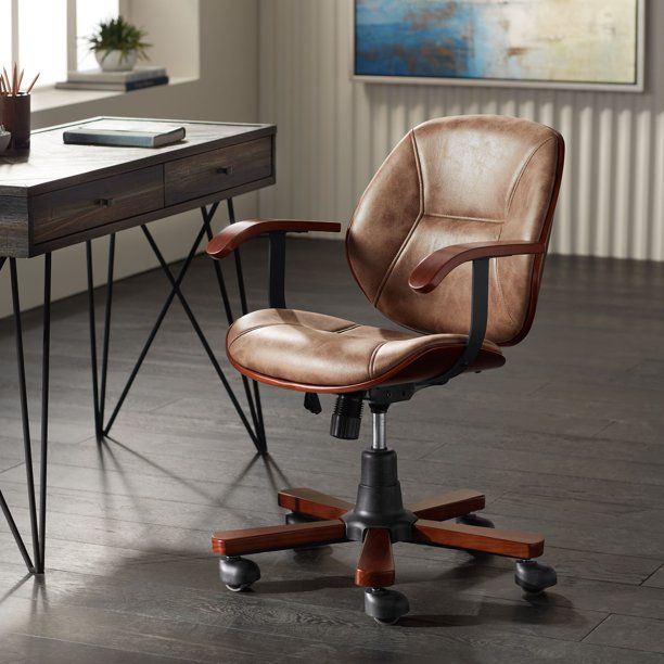 Photo 1 of **MISSING PARTS** 55 Downing Street Julian Walnut Veneer and Steel Adjustable Swivel Office Chair
