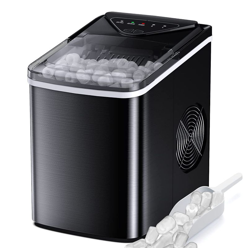 Photo 1 of **PARTS ONLY**Ice Makers Countertop, Self-Cleaning Function, Portable Electric Ice Cube Maker Machine, 9 Ice Cubes Ready in 6 Mins, 26lbs 24Hrs with Ice Scoop and Basket for Home Kitchen Office, Stainless Steel
