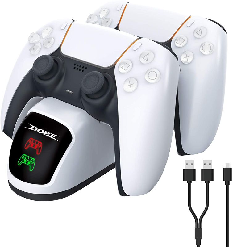 Photo 1 of BEJOY Newest PS5 Charging Station, Dual PS5 Controller Charger with LED Indicator, White 2 PACK 