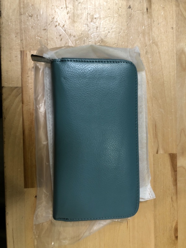 Photo 1 of Noedy Large Capacity Credit Card Holder RFID Blocking For Women Genuine Leather Multi Card Cases Wallet Light blue
