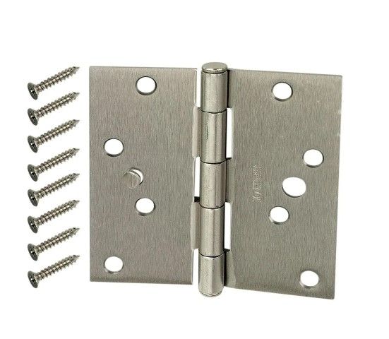 Photo 1 of **3 PACKS**
4 in. Satin Nickel Square Corner Security Door Hinges Value Pack (3-Pack)
