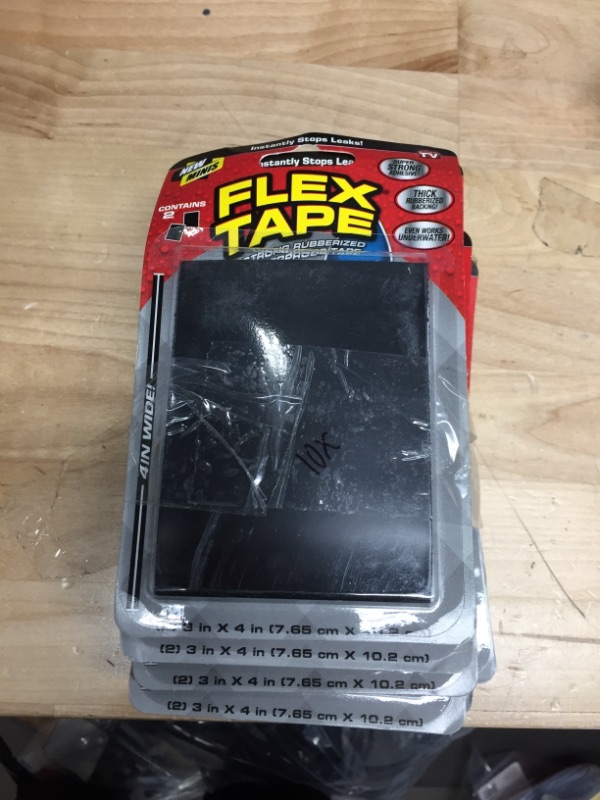 Photo 2 of **PACK OF 10**
Flex Tape Black Mini Strong Rubberized Waterproof Tape (2-Patches)
