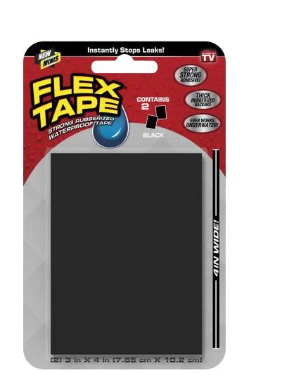 Photo 1 of **PACK OF 10**
Flex Tape Black Mini Strong Rubberized Waterproof Tape (2-Patches)