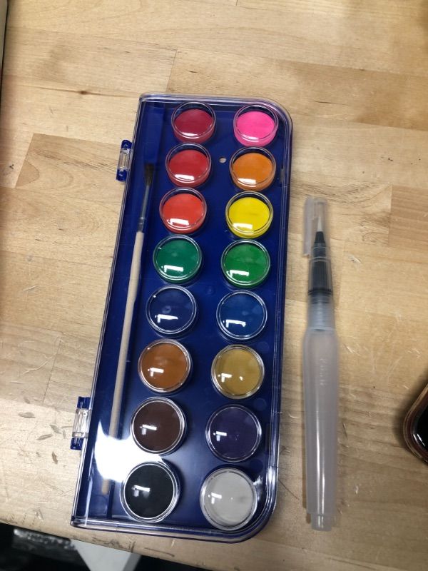 Photo 2 of **SET OF 3**
Watercolor Paint Set for Kids, Artists and Adults - Perfect Kit for Beginners or Professionals,16 Vibrant Color Cakes, Includes 1 Water Brush Pen and Paint Brush.
