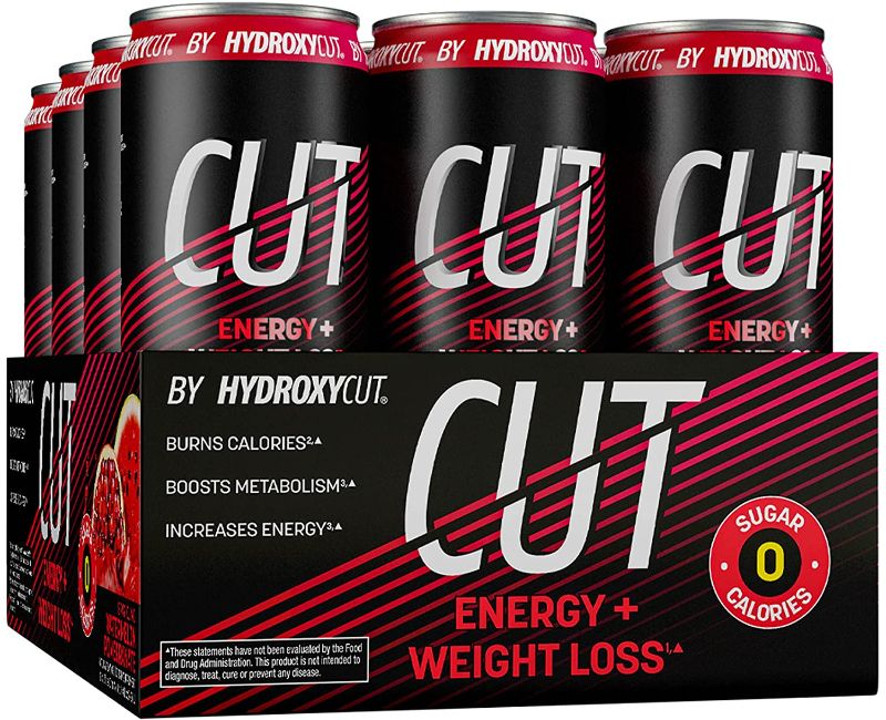 Photo 1 of  BEST BY 07/07/2022
Energy Drink + Weight Loss | Hydroxycut Cut | Sparkling Energy Drinks + Weight Loss | Sugar Free, Zero Calories | Metabolism Booster for Weight Loss | Watermelon Pomegranate, 12 fl oz Can (Pack of 12)
