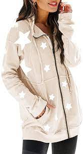 Photo 1 of Ermonn Womens Half Zip Up Sweatshirts Star Print Long Sleeve Casual Loose Drawstring Pullover Tops with Pocket
LARGE