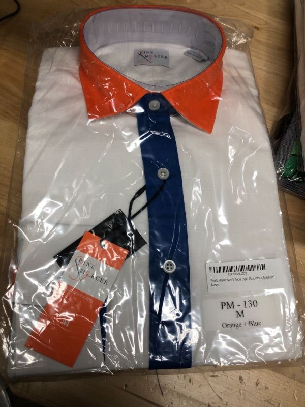 Photo 1 of PINE & MERCER MENS TUCKLESS ORANGE BLUE WHITE
MEDIUM