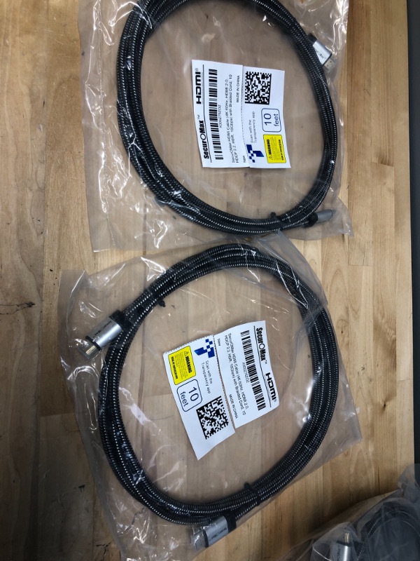 Photo 2 of PACK OF 2
HDMI Cable (4K 60Hz, HDCP 2.2, HDR, 18Gbps) with Braided Cord, 10 Feet
