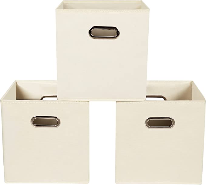 Photo 2 of (X4) Chippon Foldable Cube Storage Organizer, Collapsible Fabric Storage Bins with Aluminum Handles, 11"x11"x11" for Home Bedroom Office
