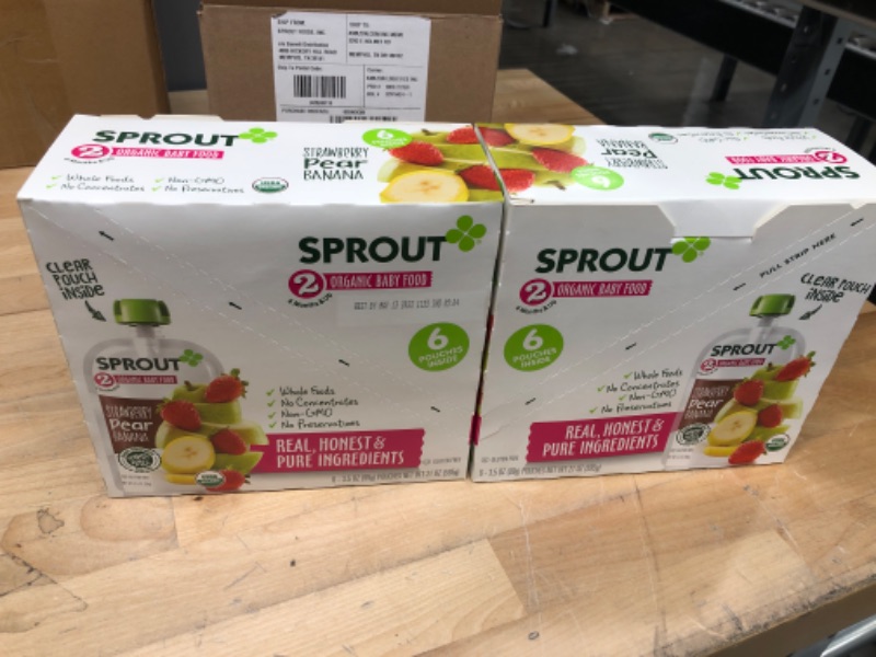 Photo 2 of 12 PACK* BEST BY 05/13/2022
Sprout Organic Stage 2 Baby Food Pouches, Strawberry Pear Banana, 3.5 Ounce (Pack of 6)
