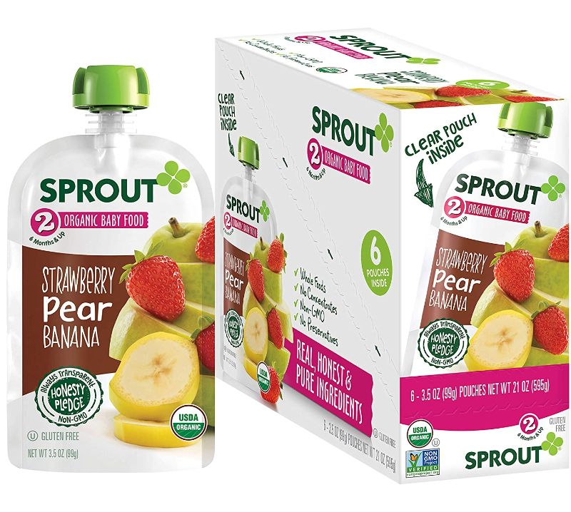 Photo 1 of 12 PACK* BEST BY 05/13/2022
Sprout Organic Stage 2 Baby Food Pouches, Strawberry Pear Banana, 3.5 Ounce (Pack of 6)
