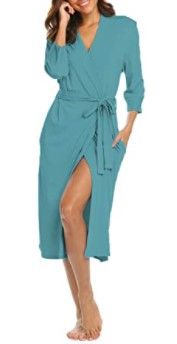 Photo 1 of Bluetime Womens Robe Knit Bathrobe Sleepwear Loungewear Lightweight Kimono Robes Long Medium! Mint