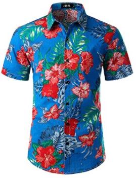 Photo 1 of JOGAL Men's Flower Casual Button Down Short Sleeve Hawaiian Shirt XL
