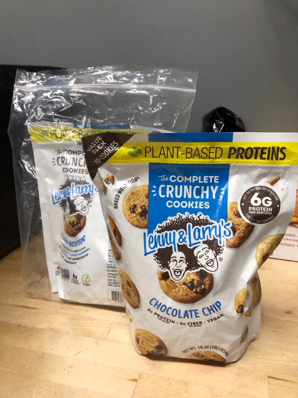 Photo 2 of  BEST BY 02/23/22: Lenny & Larry's The Complete Crunchy Cookie, Chocolate Chip, 6g Plant Protein, Vegan, Non-GMO, 16 Ounce Pouch (Pack of 2)
