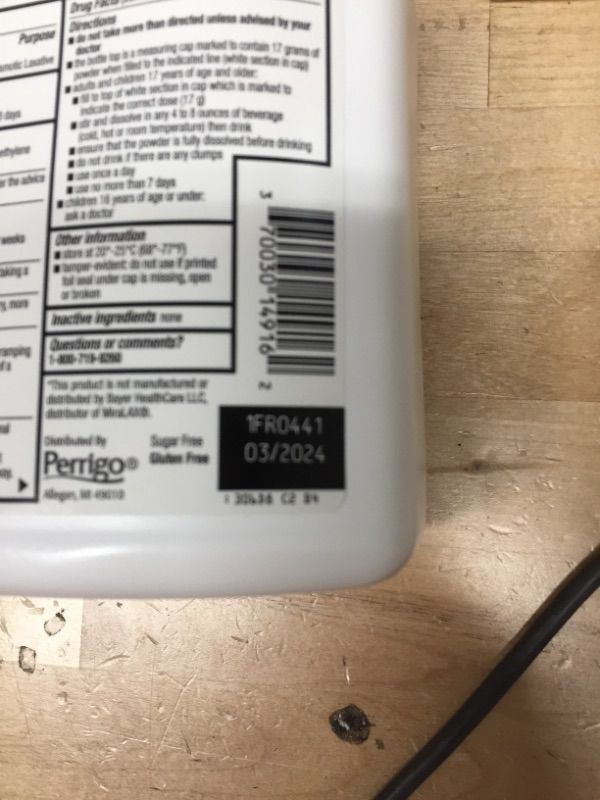 Photo 2 of **EXP 03-2024**GoodSense ClearLax, Polyethylene Glycol 3350 Powder for Solution, Osmotic Laxative, 17.9 Ounce
