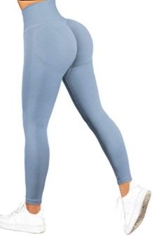 Photo 1 of Women Scrunch Butt Lifting Seamless Leggings Booty High Waisted Workout Yoga Pants blue and white XL