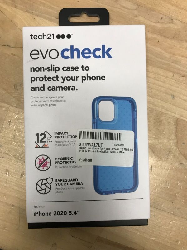 Photo 4 of Tech21 Evo Check for iPhone 12 MINI 5G WITH 12 FT DROP PROTECTION, CLASSIC BLUE, FOR IPHONE 2020 5.4"
