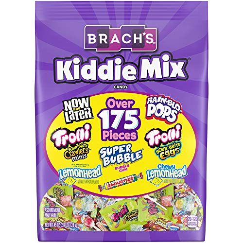 Photo 1 of BUNDLE OF 2 Brach's Kiddie Mix Variety Candy, 175 Count, Assorted
AND, Halloween Themed Candy - 24 Mini Packs - Assorted Variety Pack of Trick or Treat Candy, Includes 4 Flavors, Ghost, Pumpkin, Vampire and Zombie Poop 

