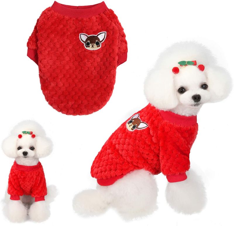 Photo 1 of SET OF 4 Dog Fleece for Small Dogs,Small Dogs Sweater Winter Doggie Sweatshirt,Soft Warm Dog Pajamas Coats Fit Small Dogs Pet Cats Chihuahua Poodles Yorkies Pugs (Red, Large)
