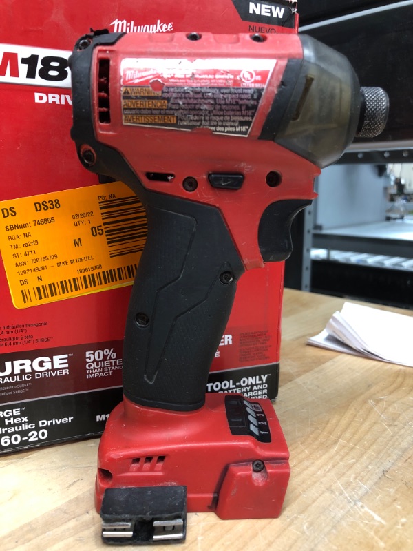 Photo 3 of **HEAVY USE**
Milwaukee
M18 FUEL 18-Volt Lithium-Ion Brushless Cordless 1/4 in. Hex Impact Driver (Tool-Only)