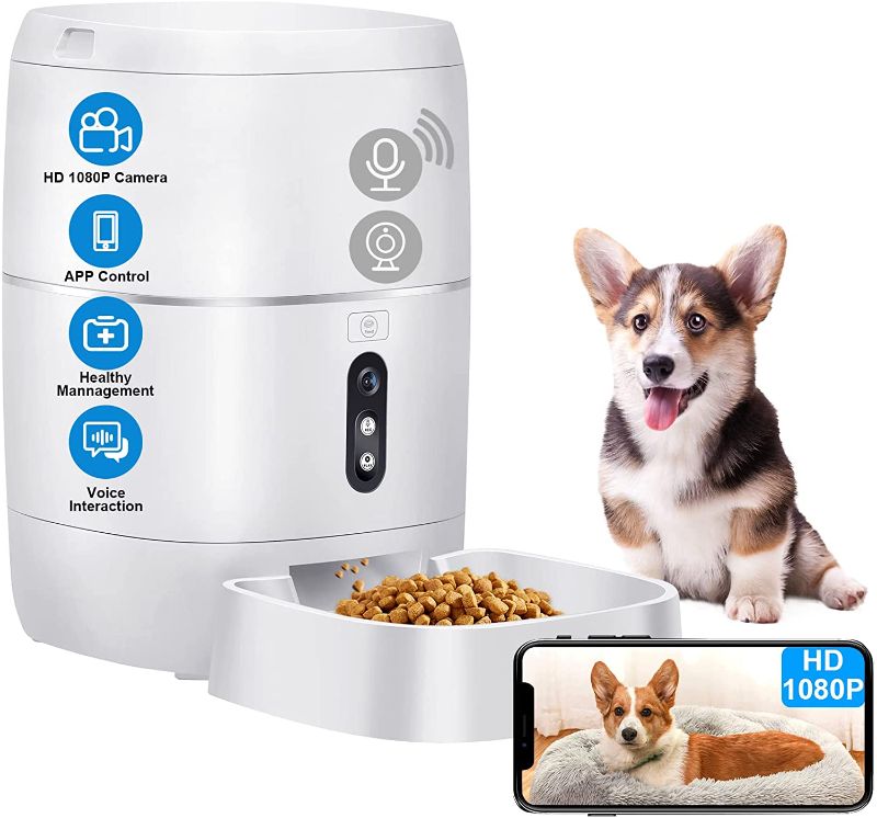 Photo 1 of Automatic Dog Feeder Automatic Cat Feeder 6L,Full HD 1080P Camera WiFi Pet Camera and 2-Way Audio,Designed for Small Dogs and Cats,Monitor Your Pet Remotely Only Support 2.4G(NOT Support 5G) Q01
