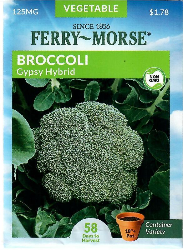 Photo 1 of 15 PACK, NO RETURNS NONREFUDABLE
Broccoli Gypsy Hybrid Vegetable Seeds NON-GMO - Ferry Morse 125mg 12/22
