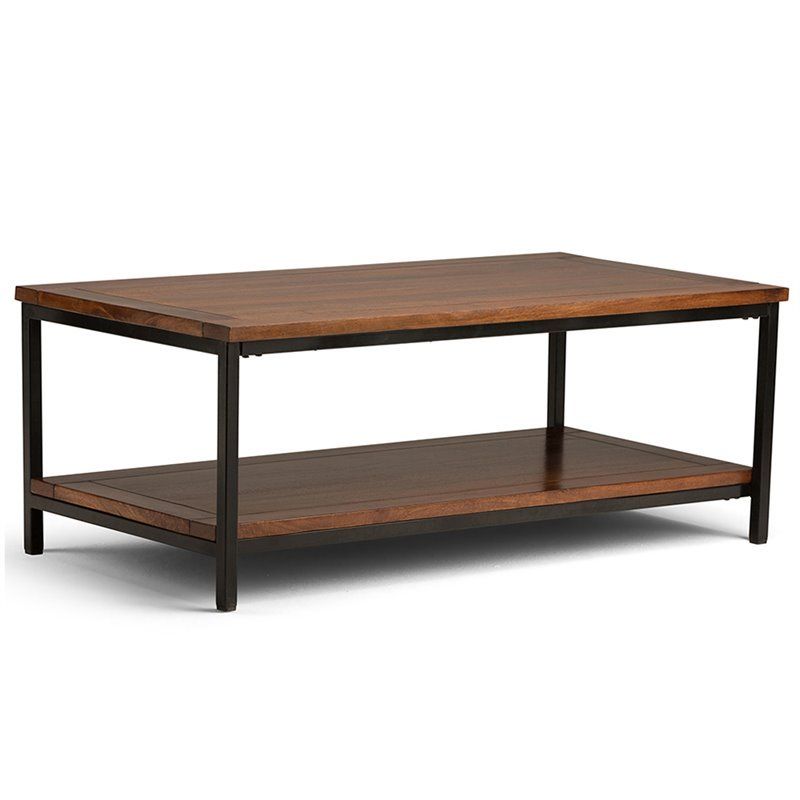 Photo 1 of ***INCOMPLETE, MISSING PIECES*** Simpli Home Skyler 48" Solid Mango Wood Coffee Table in Dark Cognac Brown
