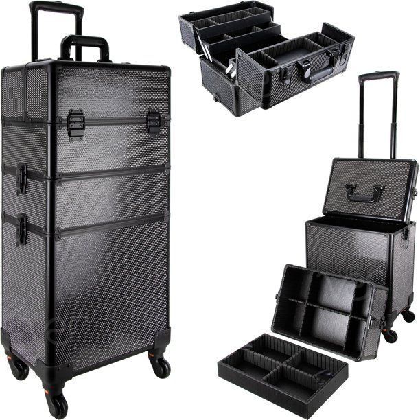 Photo 1 of ***INCOMPLETE*** Ver Beauty Professional Rolling Makeup Train Case, Heavy Duty Hair Stylist & Makeup Artist Travel Case with Easy Slide and Extendable Trays-Black Crystal
