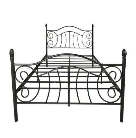 Photo 1 of ***INCOMPLETE, MISSING HARDWARE*** Black Full Metal Bed frame Sturdy Steel Slat Support
