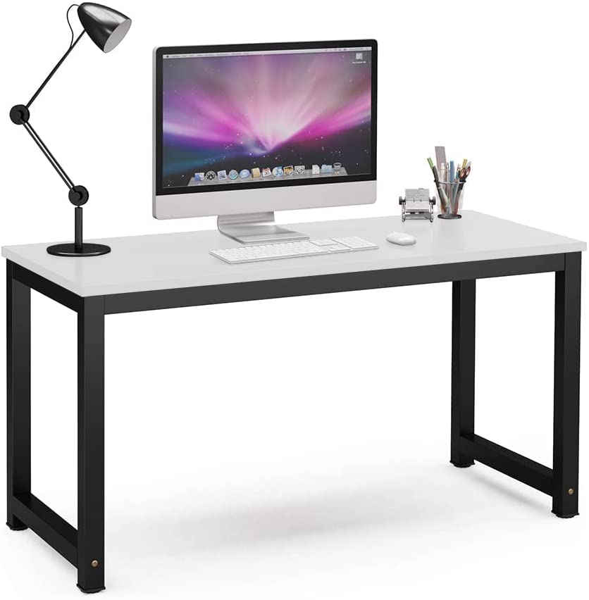 Photo 1 of ***SIMILAR TO STOCK PHOTO*** Tribesigns Computer Desk, 55 inch Large Office Desk Computer Table Study Writing Desk for Home Office, White + Black Leg
